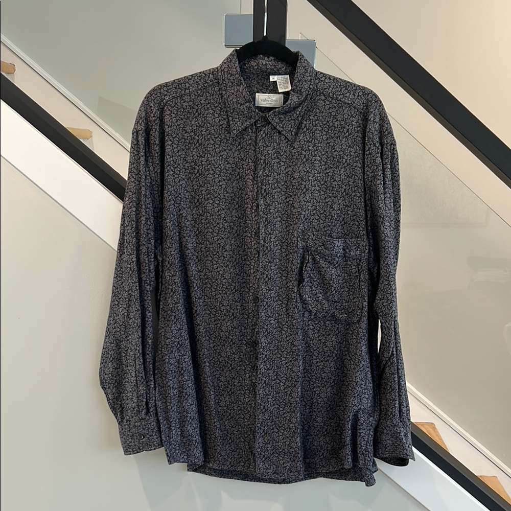 Valentino Dark Gray Patterned Button Down Shirt
